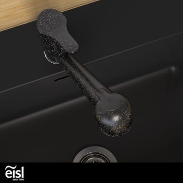 Змішувач кухонний висувний EISL Verona NI183VECR чорний граніт, з душем для посуду, поворотний на 90°