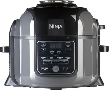 Мультиварка Ninja Foodi 6 л, 7-в-1: скороварка, аерофритюрниця, повільне приготування, гриль, OP300EU, сталь/чорний