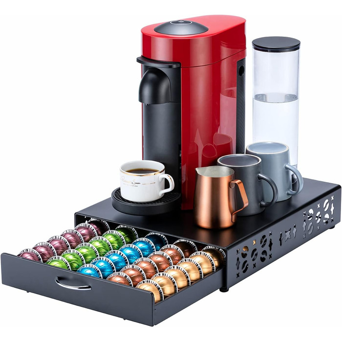 Організатор для капсул Nespresso Vertuo: металевий стійка на 50 капсул, чорний колір
