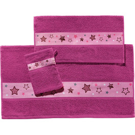 Дитячий махровий халат з капюшоном Erwin Müller, набір рушників із зірками, колір ягідний, без вишивки