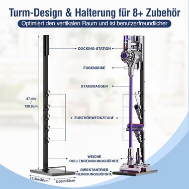 Підставка-органайзер для акумуляторних пилососів Dyson V15, V12 Slim, V11, V10, V8, V7, V6, Detect, Absolute, DC58, DC62, DC74 – тримач для аксесуарів, сумісний з Dyson