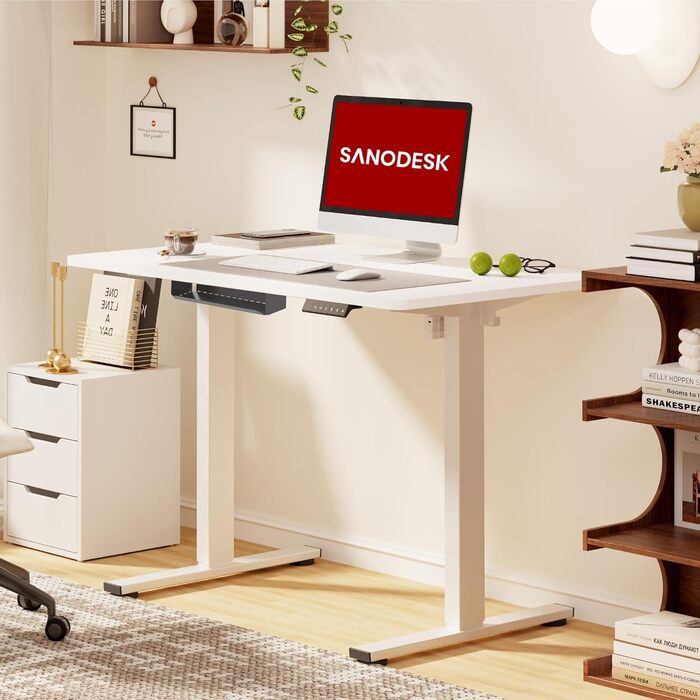 Електричний регульований стіл SANODESK 100x60 см білий з цільною стільницею та 4 пам'яті