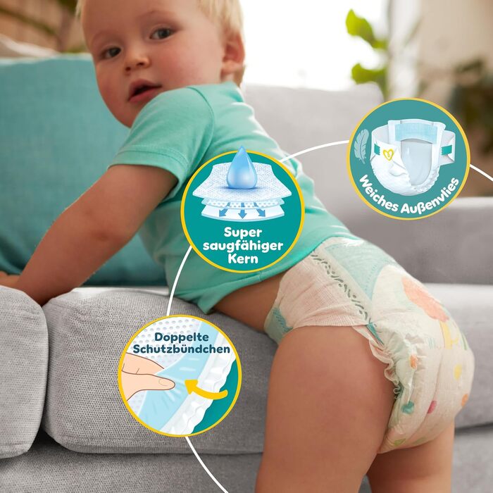 Підгузки Pampers Baby-Dry на застібках, розмір 8 (17 кг+), 120 шт, велика упаковка