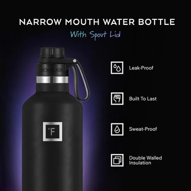 Термос-пляшка IRON °FLASK Edelstahl 950 мл з 3 кришками - Непротікаюча, подвійні стінки, ізольована, BPA-free для спорту, школи, фітнесу, кемпінгу (з носиком, небесно-блакитна)