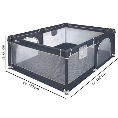 ONVAYA манеж для дітей 160x160 см, сірий, безпечний, екологічний, захисна огорожа для малюків, прямокутний дитячий манеж, захисний бар'єр для дому