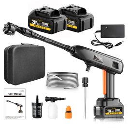 Акумуляторний високонапірний мийник Hydro Blast 21V 775PSI 336л/год з 2 акумуляторами 4.0Ah, 6-в-1, поворотна насадка, пінозмивач, шланг 5м, для авто, тераси, вікон, саду
