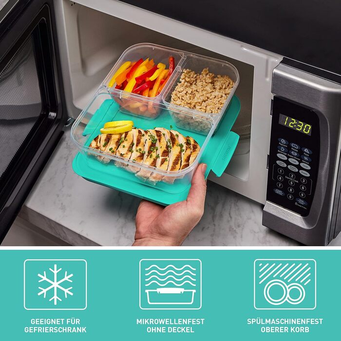 Набір контейнерів для їжі Nest IT Meal Prep | 5 шт, 1.9 л, 3 відділення, зелені