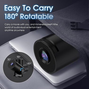 Смарт-проектор Mini Beamer 4K Full HD 1080P з WiFi 6 та Bluetooth 5.2, автокоррекция трапеції, поворот на 180°, підтримка HDMI/TV Stick/Laptop, чорний