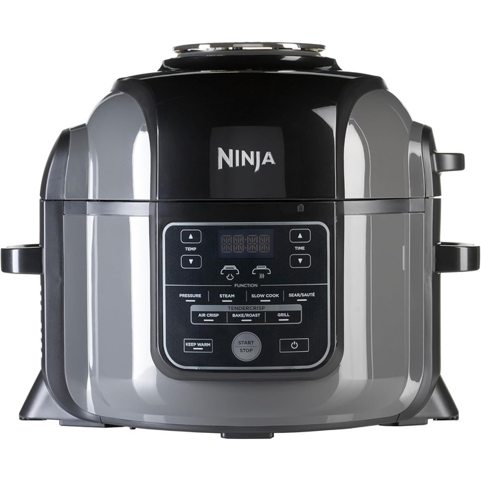 Мультиварка Ninja Foodi 6 л, 7-в-1: скороварка, аерофритюрниця, повільне приготування, гриль, OP300EU, сталь/чорний