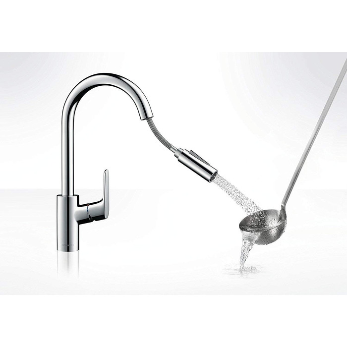 Змішувач кухонний Hansgrohe Focus M41 з висувним гусаком 160 мм, поворотний на 360°