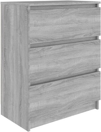 Комод vidaXL із 3 шухлядами, шафа для вітальні, сірий Sonoma, 60x35x76 см, ДСП, місткий комод-шкаф