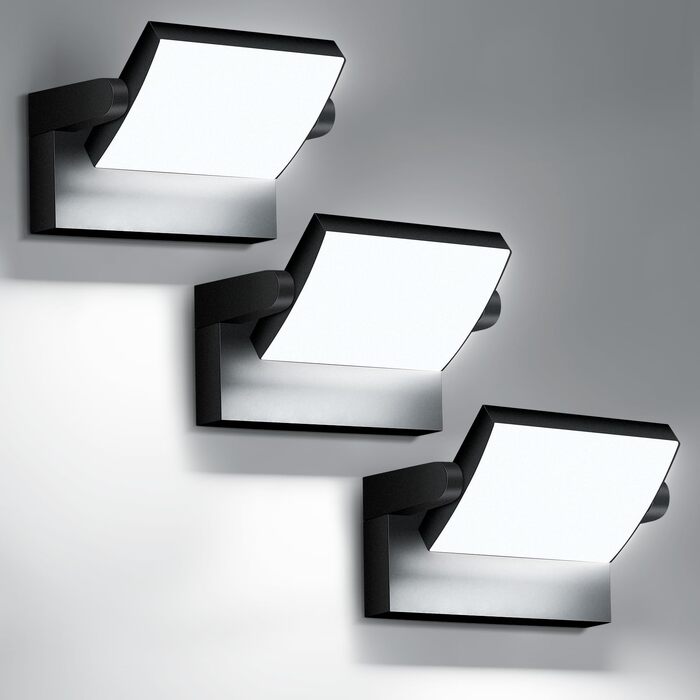 Стіна LED-ліхтар 40W зовнішній та внутрішній, 4000 Лм, тепле біле світло 3000K/6000K, поворотна панель 350°, водонепроникний IP65, чорний