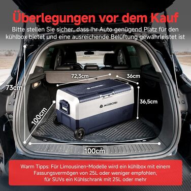 Автомобільний компресорний холодильник AAOBOSI 50л з Wi-Fi, 12/24V та 220V, -20°C для авто, кемпінгу, подорожей, двозонний, з регулюванням температури