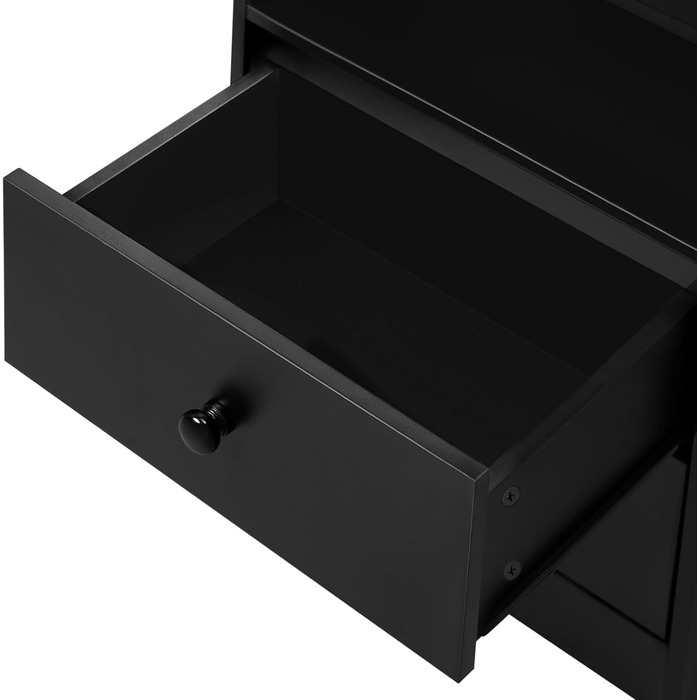 Приліжкові тумбочки WOLTU з LED-підсвіткою, USB та розетками, комплект 2 шт., з шухлядами і відкритою полицею, для спальні, чорні