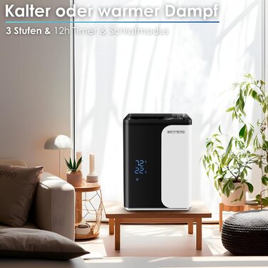 Ультразвуковий зволожувач повітря 5 л з WiFi Smart Life, HEPA-фільтром, гігрометром та LED-дисплеєм, функція підігріву (теплий/холодний пар), таймер 12г, нічний режим