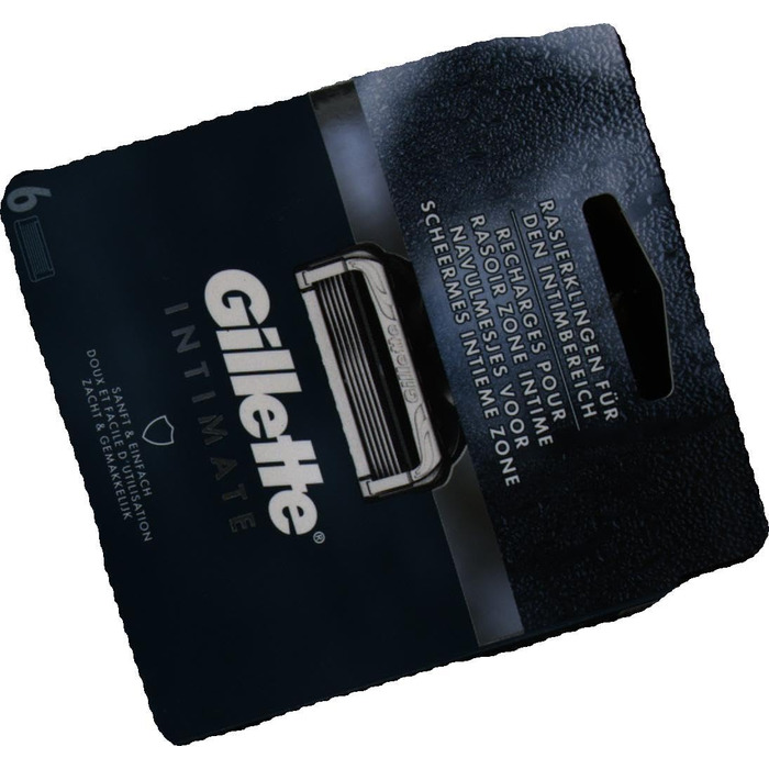 Змінні леза Gillette Intimate для чоловічого вологого гоління, 6 шт., з покращеною змащувальною смужкою, дерматологічно протестовані