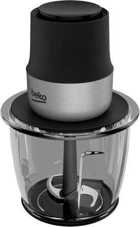 Подрібнювач Beko CHG81442BX 400 Вт, 2 леза з нержавіючої сталі, скляна чаша 1 л, 2 швидкості, нековзка основа, чорний