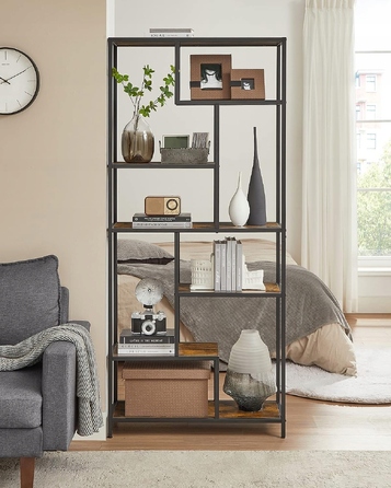 Стелаж Songmics у стилі лофт, 80 x 30 x 180 см, чорний/рустикальний дуб