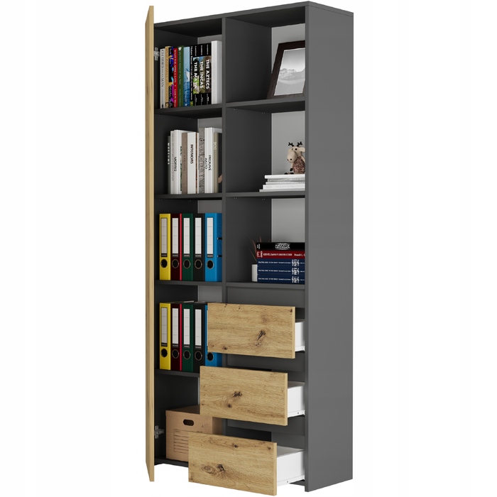 Стелаж Framire 80 x 180 x 30 см, антрацит mix artisan