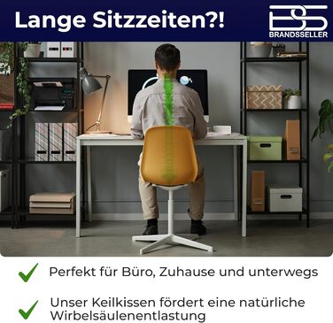 Подушка для сидіння Brandsseller (38x38x8/2 см, сіра) на стілець, автокрісло, офісний стілець