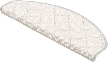 Килимок для сходів Snapstyle Oslo, всередину і на вулицю, плоске плетіння, світло-сірий, сучасна клітинка, напівкруглий, 18x56 см, 1 шт. або набір 15 шт.