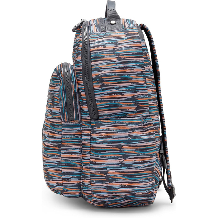 Великий рюкзак Kipling SEOUL синього кольору з принтом Mineral Stripes
