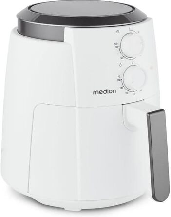 Аерофритюрниця MEDION P30 L біла (4.7 л, 1500 Вт, антипригарне покриття, таймер 60 хв, до 200°C, MD13020)