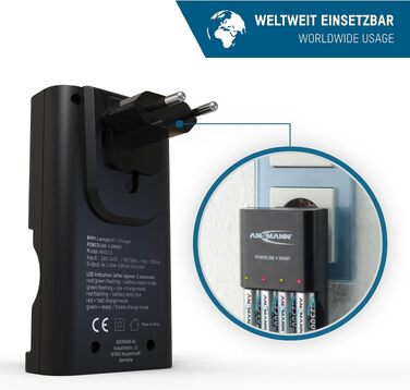 Зарядний пристрій ANSMANN Powerline 4 Smart з 4-ма акумуляторами AA 2100mAh, автоматичний зарядний пристрій з режимом відновлення (Repair-Modus)