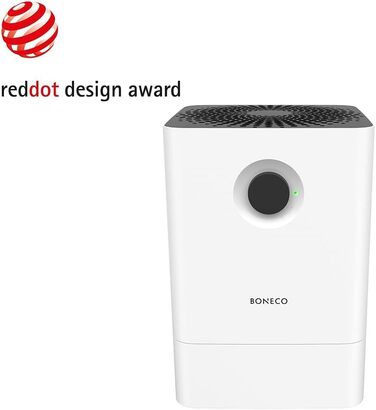 Зволожувач та мийка повітря BONECO W200, 4,5 л, для приміщень до 50 м², дуже тихий (27 дБ), 2 режими, авто-вимкнення, білий