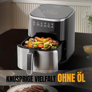 Аерофритюрниця HEINRICHS XXL 9L 10-в-1 з LED-дисплеєм та сенсорним керуванням, потужність 1800W, кошик, що миється в посудомийній машині