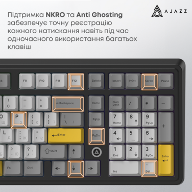 Дротова магнітна клавіатура Ajazz AK980 MAX Magnetic switches Black Grey Yellow (AK980-MAX-M-BGY)