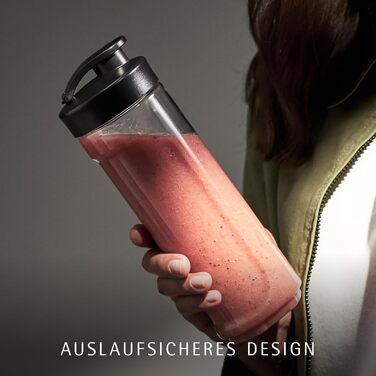 Міксер-блендер WMF Küchenminis Smoothie-to-go, стаціонарний потужний блендер 300 Вт з двома пляшками-чашами по 0,6 л, матова нержавіюча сталь, сріблястий