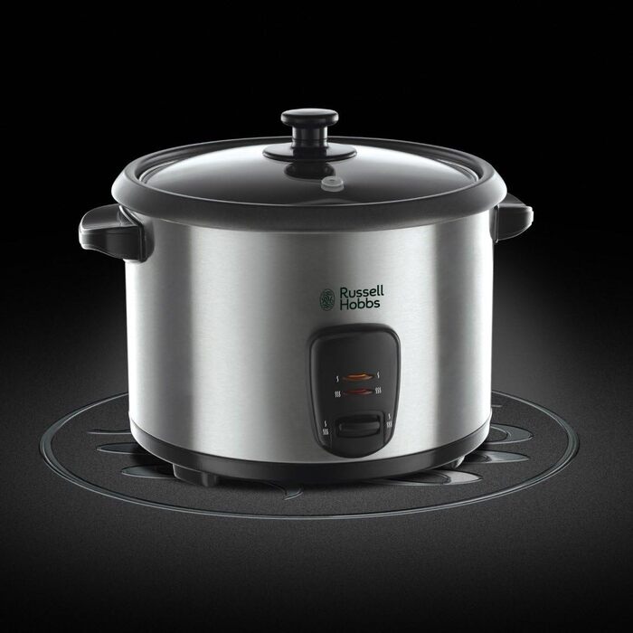 Рисівварка Russell Hobbs 1.8л з функцією пароварки, нержавіюча сталь, скляна кришка, антипригарне покриття, ложка та мірний стакан