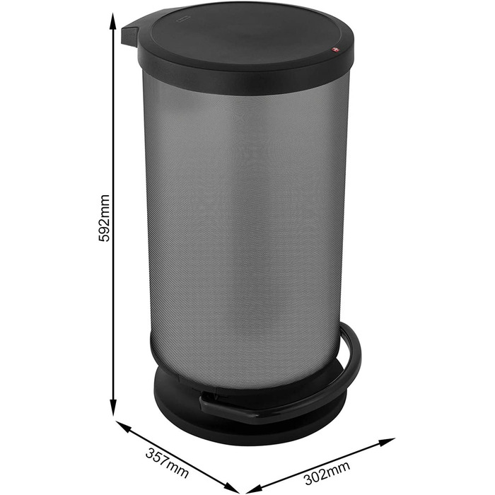 Смітник Rotho Paso 30 л з кришкою, пластик, BPA-free, колір carbon metallic