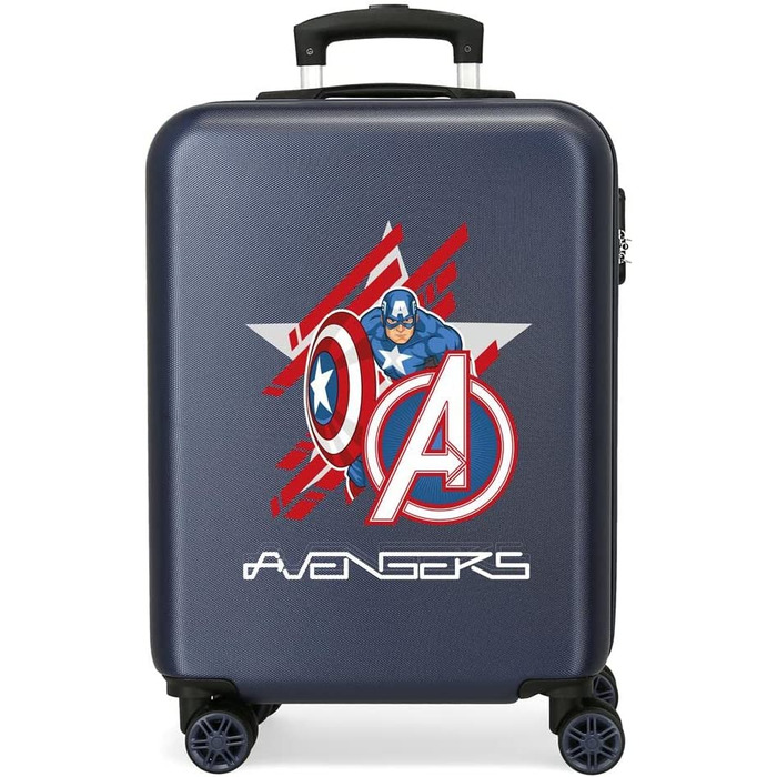Дитяча валіза Marvel Avengers, синя, 38x55x20 см, жорсткий корпус, кабінний чемодан із щитом