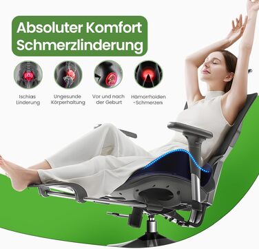 Подушка для сидіння з піни Memory Foam A-Pce: ортопедична подушка для офісного крісла, дому та авто (синя)