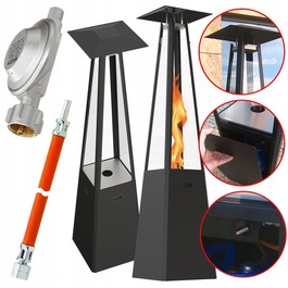 Газовий обігрівач-парасолька для саду KRATKI Umbrella 12кВт, чорний, пропан