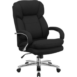 Офісне крісло Flash Furniture Hercules, ергономічне, з високою спинкою, м'яке сидіння, підлокітники, чорний текстиль