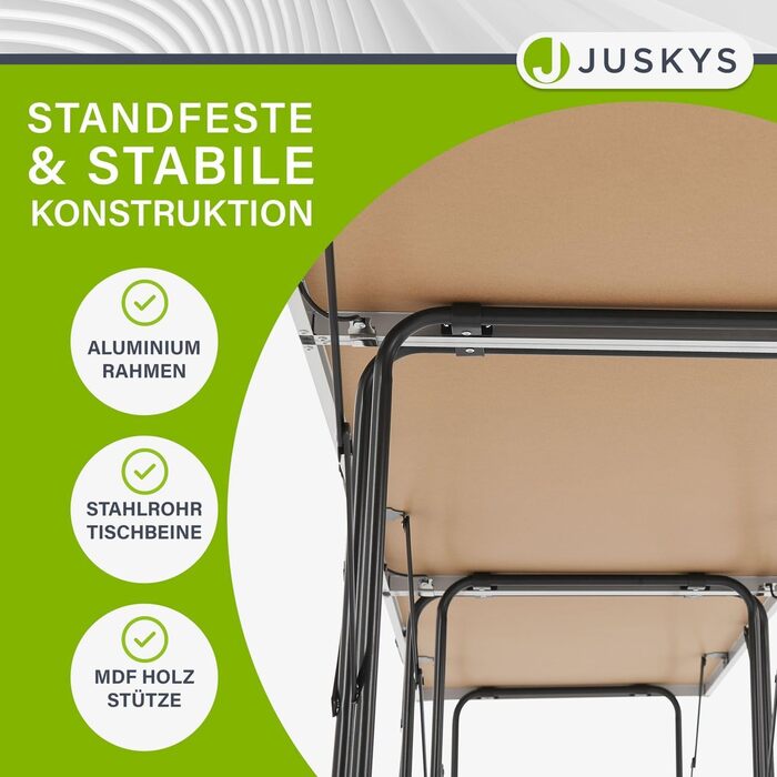 Складаний алюмінієвий стіл Juskys 3-в-1, регульований, 100х60 см, чорний – багатофункціональний для кемпінгу, ярмарків, ремонту