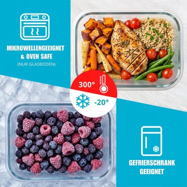 Набір скляних контейнерів для їжі Igluu Meal Prep (10 шт) — 370 мл та 1050 мл, герметичні ланч-бокси для зберігання продуктів
