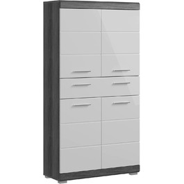 Високий шафа для ванної кімнати xonox.home Scout X06B2715, білий глянець/сріблястий корпус, 74x141x31 см