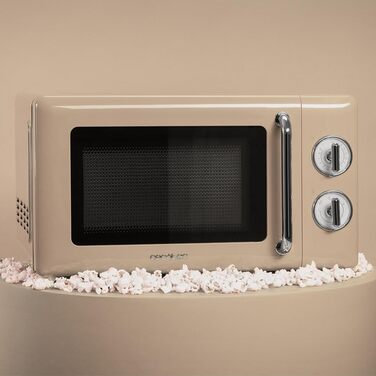 Мікрохвильова піч Cecotec Proclean 3010, 20 л, 700 Вт, механічне керування, ретро-дизайн, бежевий, 6 режимів, таймер 30 хв, режим розморожування, сталевий корпус