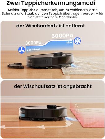 Робот-пилосос LEFANT M2 Plus з картографією, лазерною навігацією, 6000Pa, WiFi/App/Alexa, чорний