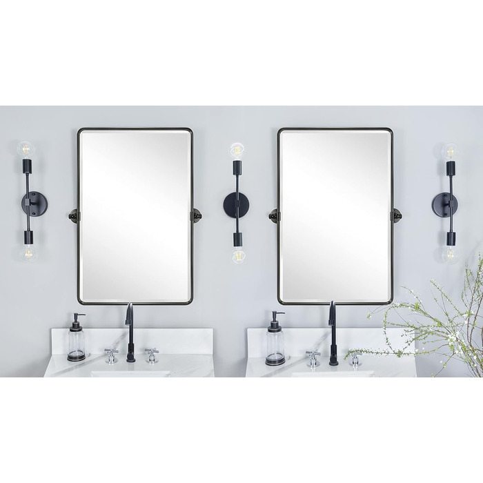 Дзеркало для ванної кімнати TEHOME 61x50.8 см, поворотне, матовий чорний, прямокутне, з металевим каркасом