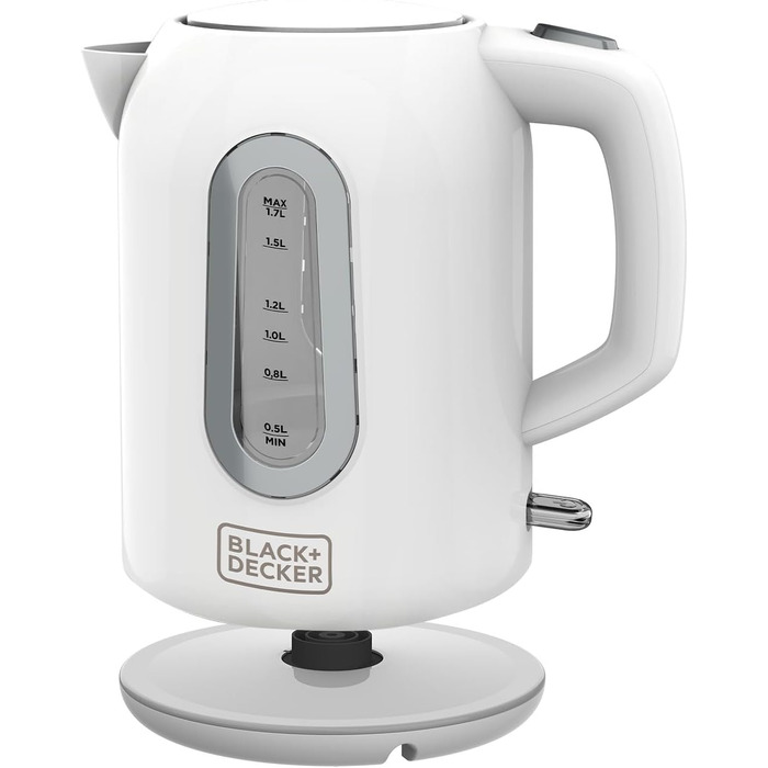 Електричний чайник BLACK+DECKER BXKE2204E 1,7 л, 2200 Вт, з автоматичним вимкненням, 360° база, прихований нагрівач, фільтр, індикатор рівня води