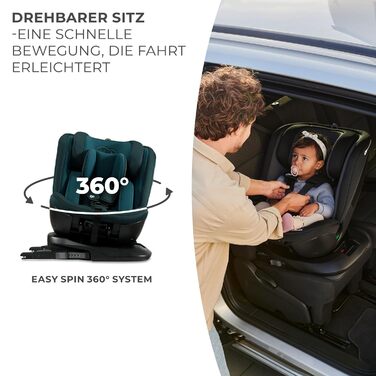 Дитяче автокрісло Kinderkraft XPEDITION2 I-Size 0-36 кг, обертальне 360°, з Isofix, регульована спинка та підголівник, для дітей 40-150 см, синє