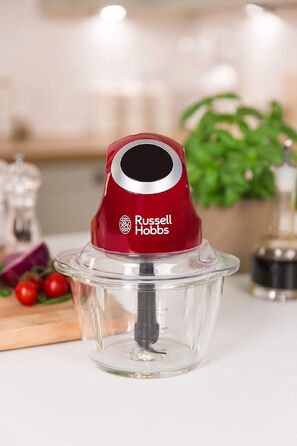 Електричний міні-подрібнювач Russell Hobbs Desire (24660-56) для овочів, фруктів та м'яса, скляна чаша 500 мл з кришкою для зберігання, червоний
