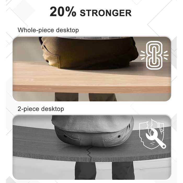 Електричний стіл Flamaker з регулюванням висоти, цільна стільниця 110x53 см, пам'ять, нагадування, USB, бежево-білий