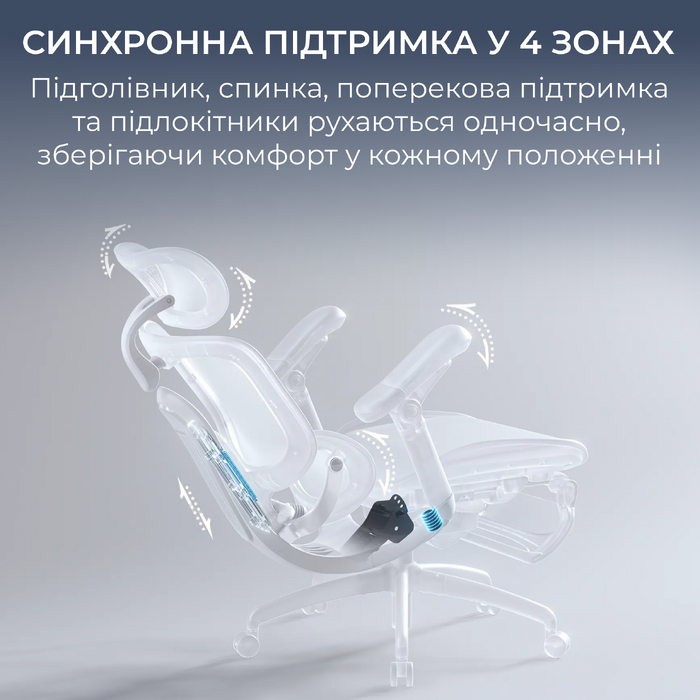 Крісло офісне Sihoo C300 PRO V2 White з підставкою для ніг