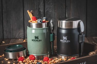 Термос для їжі Stanley Classic Legendary 400 мл з ложкою-виделкою, нержавіюча сталь, 7 годин збереження температури, BPA-free, підходить для посудомийної машини, зелений Hammertone